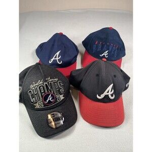 Lot of 4 Atlanta Braves New Era MLB Team Caps Hat Adjustable 47